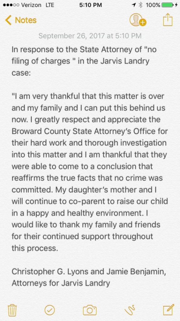 dolphins jarvis landry statement 576x1024 1 Dolphins receiver Jarvis Landry won’t face charges